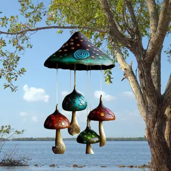 Уникальный дизайн ветряных колокольчиков, разноцветные грибные ветряные колокольчики, Уникальный декор для внутреннего дворика, балкона, сада, подарки в натуральном стиле