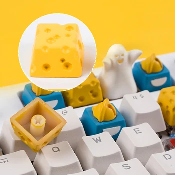 Забавные колпачки для ключей Ghost Cheese для аксессуаров для механической клавиатуры ручной работы, индивидуальные трехмерные игровые клавиши ESC
