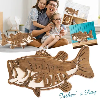 Персонализированная деревянная табличка Hooked On Papa Fishing с именами детей для папы и дедушки На День отца в деревенском стиле для домашнего декора L5