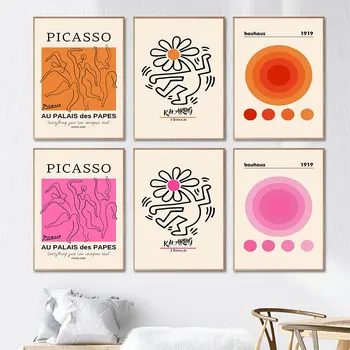 Picasso Dancer Bauhaus Circular Harlem Wall Art Плакат с розовой эстетикой Оранжевая картина маслом Nordic Home DecorationPicture