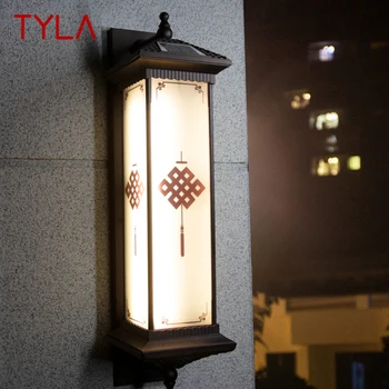 Солнечный настенный светильник TYLA для творчества на открытом воздухе, бра с китайским узлом, светодиодный Водонепроницаемый IP65 для дома, виллы, балкона, двора