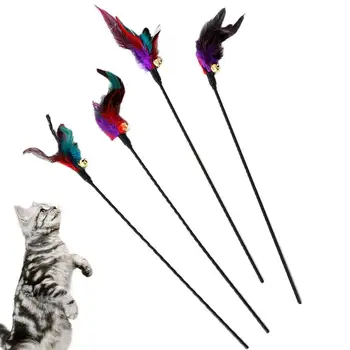 Игрушки из кошачьих перьев, Забавная игрушка для кошек, Забавное перо, Интерактивные выдвижные игрушки-компаньоны для домашних животных С присоской, Палочка для кошек