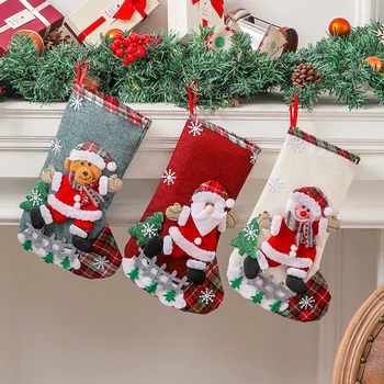 Новогодний Рождественский мешок для чулок, Рождественский подарок, мешок конфет, Рождественские украшения для дома, Navidad, Носок, Камин, Декор Рождественской елки