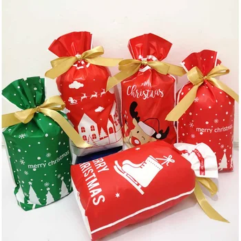 50шт Рождественский подарочный пакет для печенья, конфет, снежинок, хрустящей корочки, мыла ручной работы, мешочек на шнурке для рождественских новогодних подарков