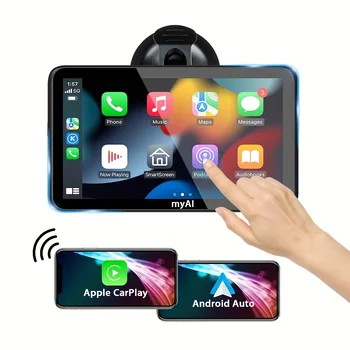 Беспроводной Carplay для Apple Android с 7-дюймовым сенсорным экраном Full HD, портативный автомобильный радиоприемник с голосовым управлением на экране FM RF