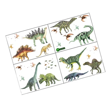 Набор из 4 предметов, наклейки на стену с динозаврами, мультяшный пастер, наклейте бумагу на комнату мальчика