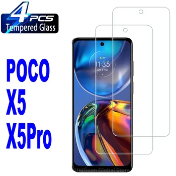 4шт Закаленное Стекло Для Xiaomi POCO X5 X5Pro X3 Pro X3 NFC X4 Pro X3 X4 GT POCO C40 C50 C31 Защитная Стеклянная Пленка Для Экрана