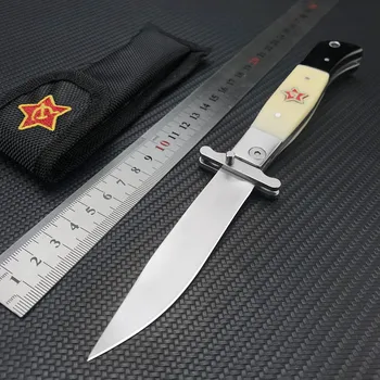 ОЧЕНЬ ПРОЧНЫЙ Военный карманный складной нож RUS Finka НКВД из нержавеющей стали для самообороны, Охотничьи лагерные ножи для выживания на открытом воздухе.
